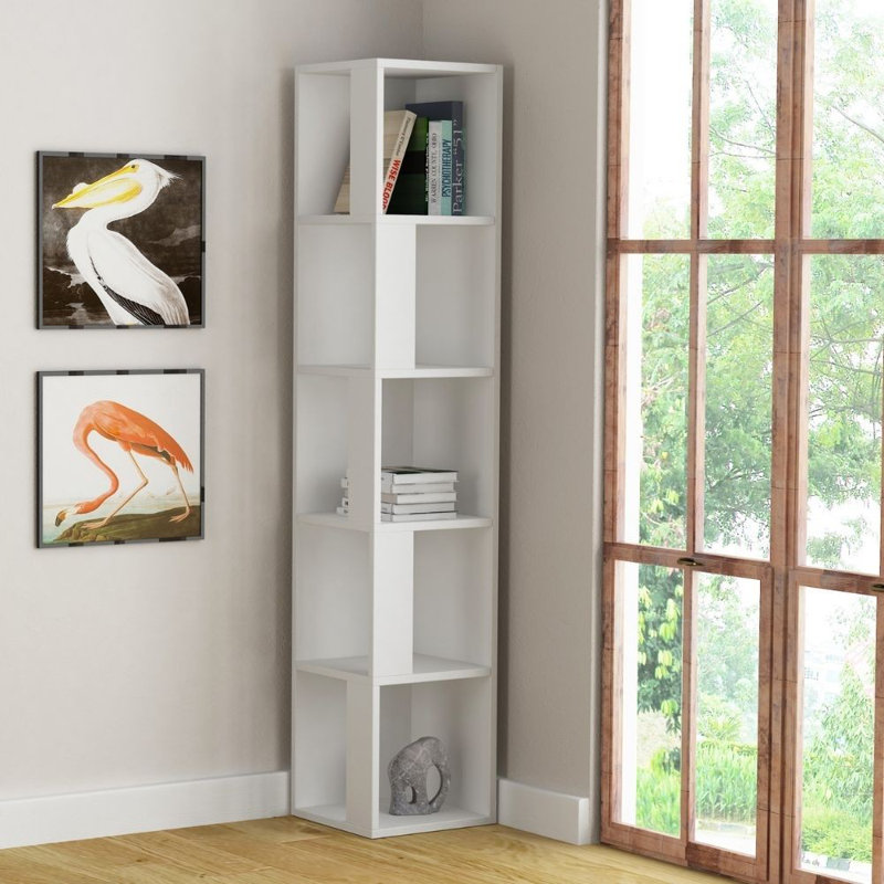 White corner bookcase unit discount